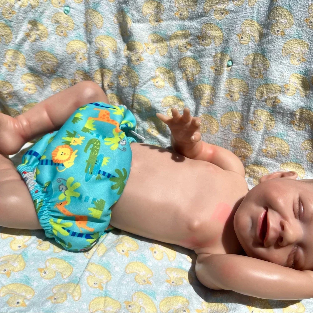 Colorful Jungle Print Baby Diaper with silacone reborn baby girl